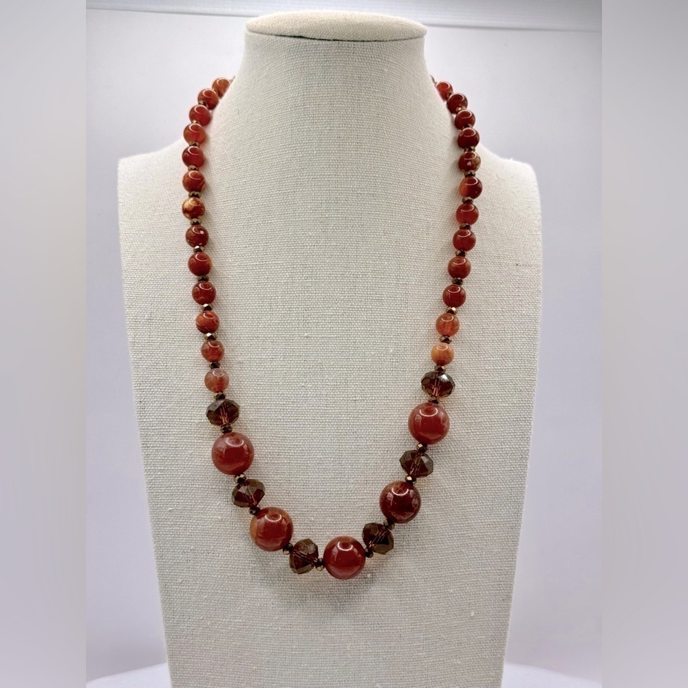 Vintage Snakeskin Agate‎ Necklace 18” + 1” Extension